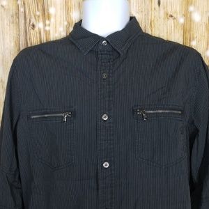 Rock & Republic black long sleeve button up sz L